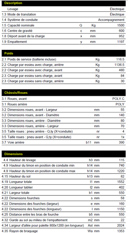 Transpalette lithium Pramac EY15L